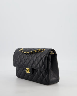 Chanel Black Small Classic Double Flap Bag in Caviar Leather with Gold Hardware