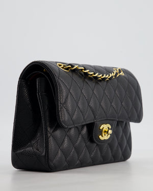 Chanel Black Small Classic Double Flap Bag in Caviar Leather with Gold Hardware