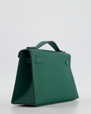 *RARE* Hermès Mini Kelly Pochette Bag in Vert Moyen Swift Leather with Gold Hardware