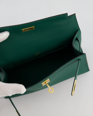 *RARE* Hermès Mini Kelly Pochette Bag in Vert Moyen Swift Leather with Gold Hardware