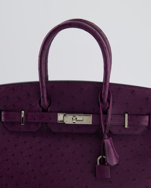 *HOT & RARE* Hermès Birkin 30 Retourne Bag in Violine Ostrich Leather with Palladium Hardware