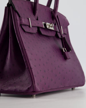 *HOT & RARE* Hermès Birkin 30 Retourne Bag in Violine Ostrich Leather with Palladium Hardware