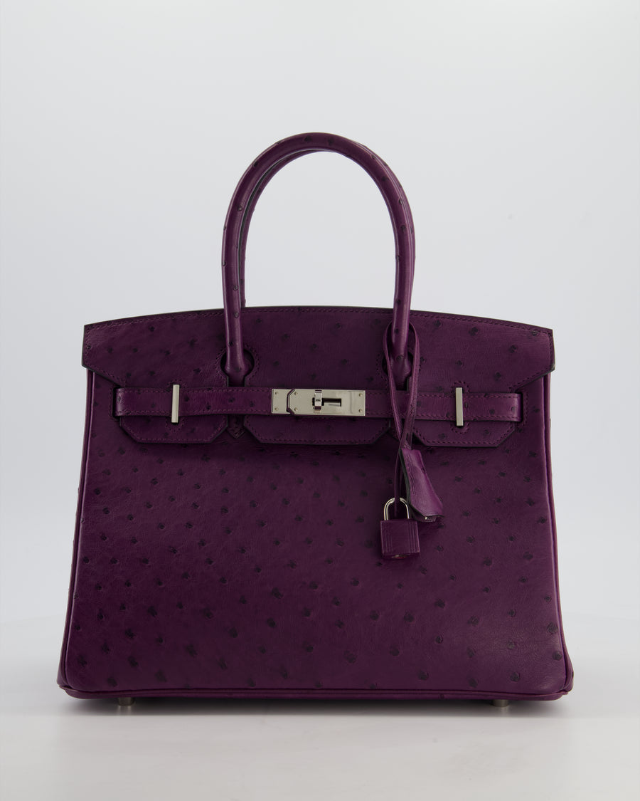 *HOT & RARE* Hermès Birkin 30 Retourne Bag in Violine Ostrich Leather with Palladium Hardware