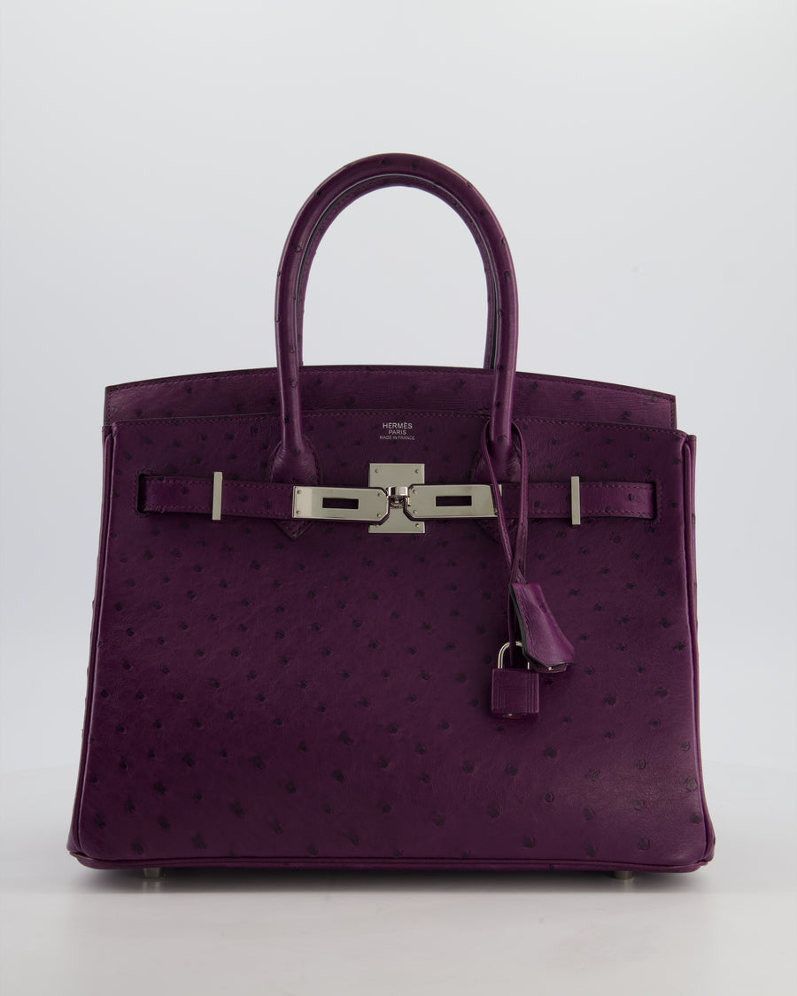 *HOT & RARE* Hermès Birkin 30 Retourne Bag in Violine Ostrich Leather with Palladium Hardware