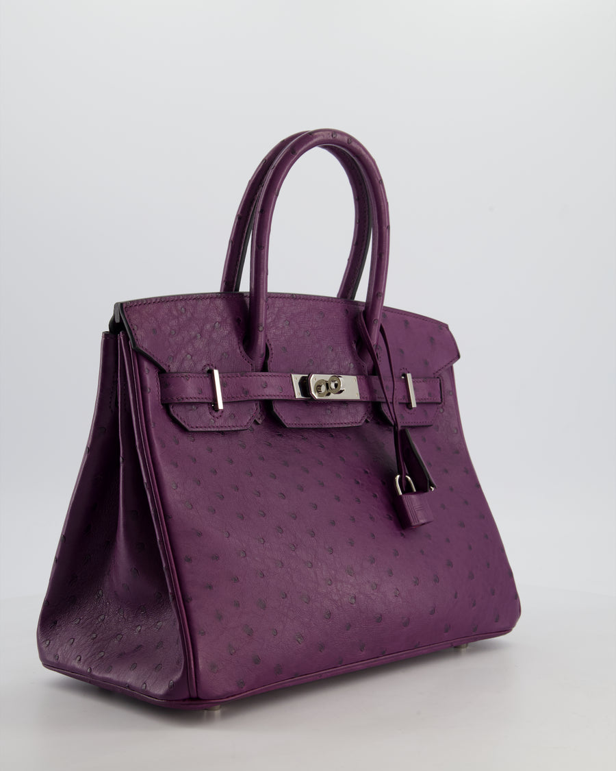 *HOT & RARE* Hermès Birkin 30 Retourne Bag in Violine Ostrich Leather with Palladium Hardware