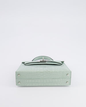 *SUPER RARE* Hermès Mini Kelly II 20 Bag in Vert d'Eau Alligator Mississippiensis Leather with Palladium Hardware