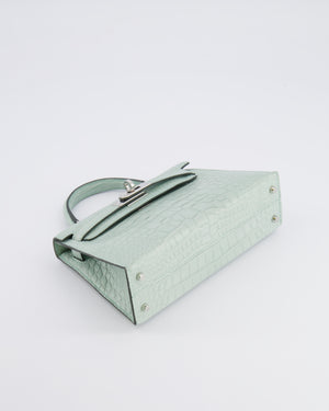 *SUPER RARE* Hermès Mini Kelly II 20 Bag in Vert d'Eau Alligator Mississippiensis Leather with Palladium Hardware