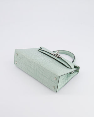 *SUPER RARE* Hermès Mini Kelly II 20 Bag in Vert d'Eau Alligator Mississippiensis Leather with Palladium Hardware