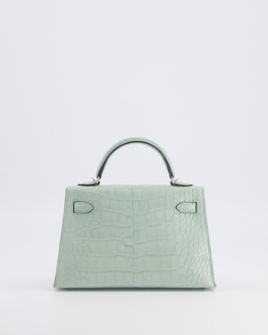 *SUPER RARE* Hermès Mini Kelly II 20 Bag in Vert d'Eau Alligator Mississippiensis Leather with Palladium Hardware