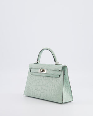 *SUPER RARE* Hermès Mini Kelly II 20 Bag in Vert d'Eau Alligator Mississippiensis Leather with Palladium Hardware