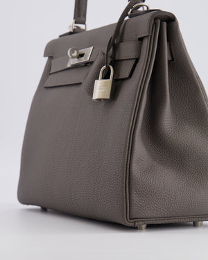 Hermès Kelly 28 Retourne HSS Bag in Gris Etain Togo Leather with Gris Perle Interior and Brushed Palladium Hardware
