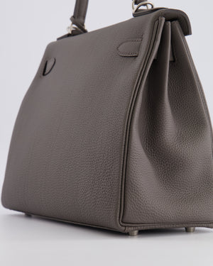 Hermès Kelly 28 Retourne HSS Bag in Gris Etain Togo Leather with Gris Perle Interior and Brushed Palladium Hardware