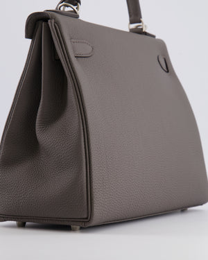 Hermès Kelly 28 Retourne HSS Bag in Gris Etain Togo Leather with Gris Perle Interior and Brushed Palladium Hardware