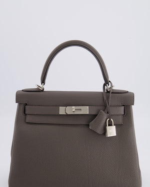 Hermès Kelly 28 Retourne HSS Bag in Gris Etain Togo Leather with Gris Perle Interior and Brushed Palladium Hardware