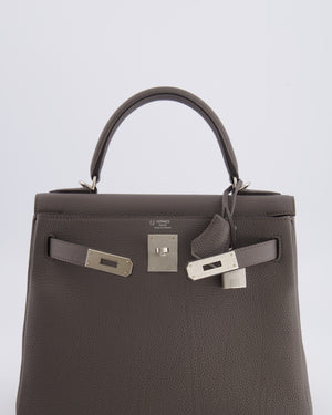 Hermès Kelly 28 Retourne HSS Bag in Gris Etain Togo Leather with Gris Perle Interior and Brushed Palladium Hardware