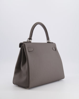 Hermès Kelly 28 Retourne HSS Bag in Gris Etain Togo Leather with Gris Perle Interior and Brushed Palladium Hardware