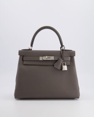 Hermès Kelly 28 Retourne HSS Bag in Gris Etain Togo Leather with Gris Perle Interior and Brushed Palladium Hardware