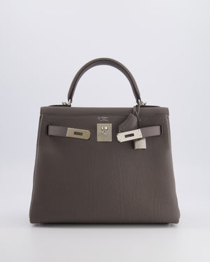 Hermès Kelly 28 Retourne HSS Bag in Gris Etain Togo Leather with Gris Perle Interior and Brushed Palladium Hardware