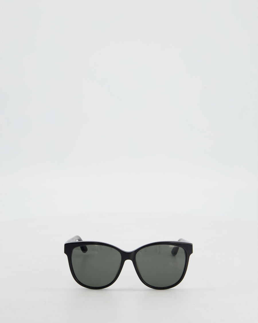Saint Laurent Black Cat Eye Sunglasses with Engraved Logo Detail
