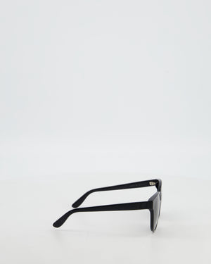 Saint Laurent Black Cat Eye Sunglasses with Engraved Logo Detail