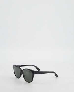 Saint Laurent Black Cat Eye Sunglasses with Engraved Logo Detail