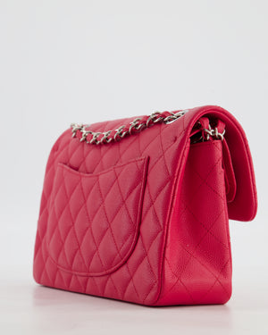 Chanel Fuchsia Pink Small Classic Double Flap Bag Caviar Leather with Silver Hardware