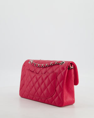Chanel Fuchsia Pink Small Classic Double Flap Bag Caviar Leather with Silver Hardware