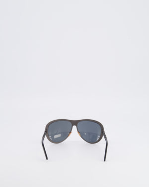 Bottega Veneta Silver Gunmetal Brushed Sunglasses with Black Lenses