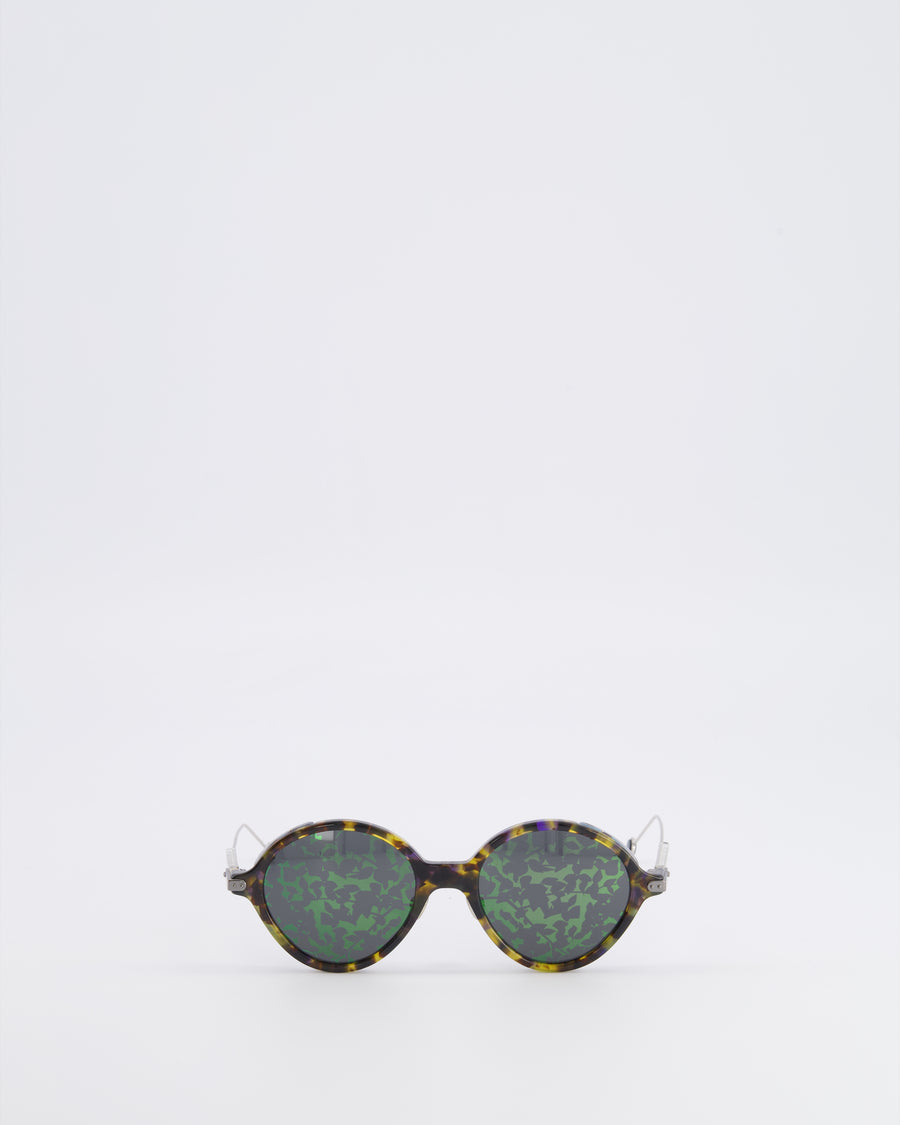 Christian Dior Tortoiseshell Acetate DiorUmbrage Sunglasses with Green Mirrored Foliage Pattern Lenses