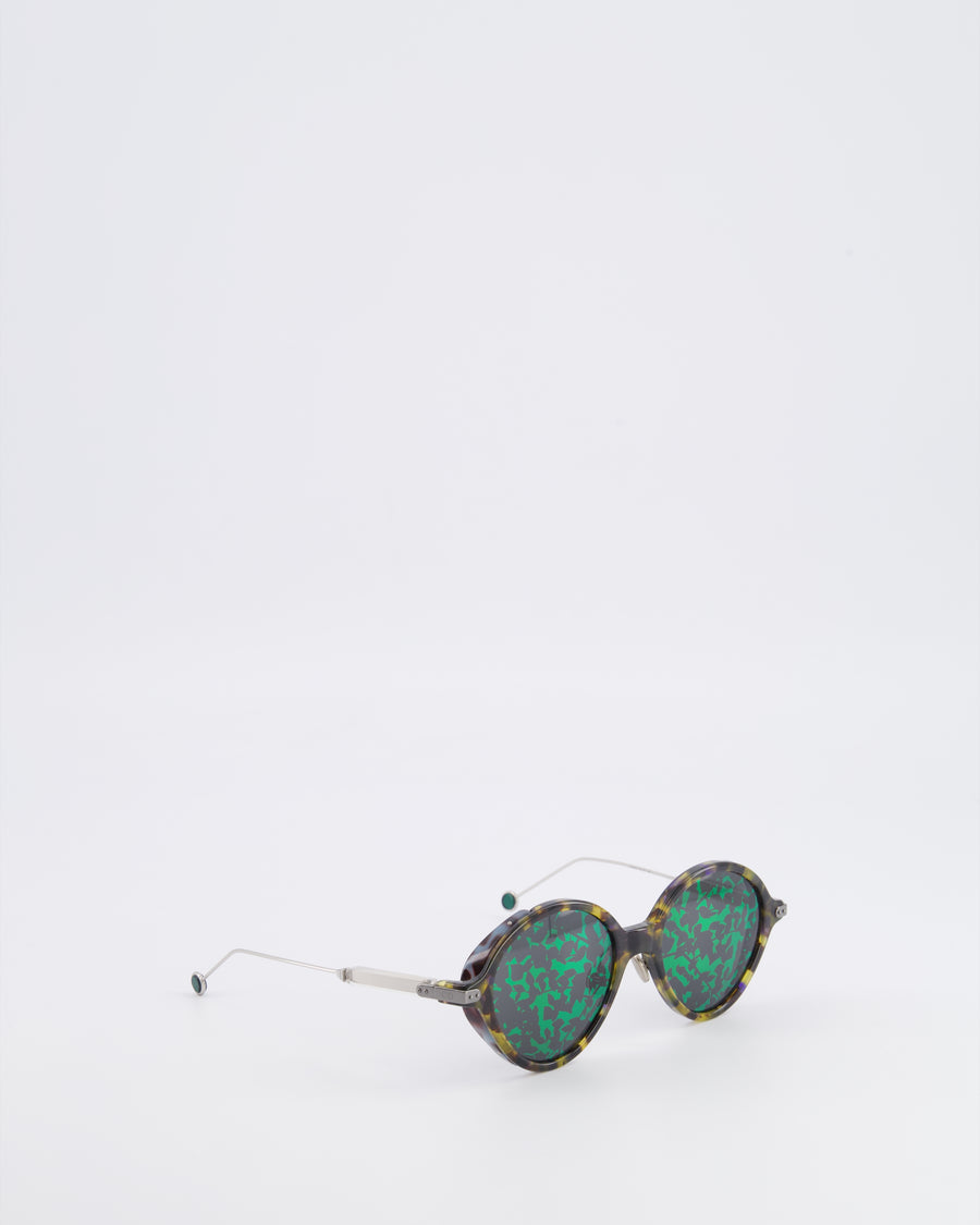 Christian Dior Tortoiseshell Acetate DiorUmbrage Sunglasses with Green Mirrored Foliage Pattern Lenses
