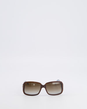 Gucci Brown Square GG3159/S Sunglasses with Blue Interior Detailing and Silver and Blue Interlocking G Logo