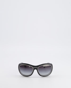 Chanel Black Quilted Lambskin Sunglasses with Brushed Silver Gunmetal Frames and CC Logo Detail