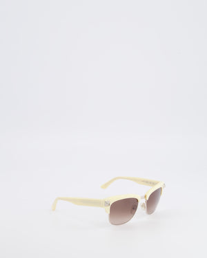 Valentino Ivory V118S Rockstud Clubmaster Sunglasses with Silver Stud Detail
