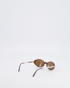 Cartier Brown Oval Aspen Sunglasses with Silver Arms and Engraved Logo Detail