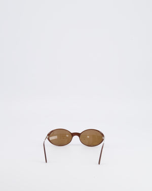 Cartier Brown Oval Aspen Sunglasses with Silver Arms and Engraved Logo Detail