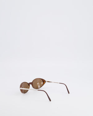 Cartier Brown Oval Aspen Sunglasses with Silver Arms and Engraved Logo Detail