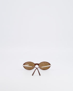 Cartier Brown Oval Aspen Sunglasses with Silver Arms and Engraved Logo Detail