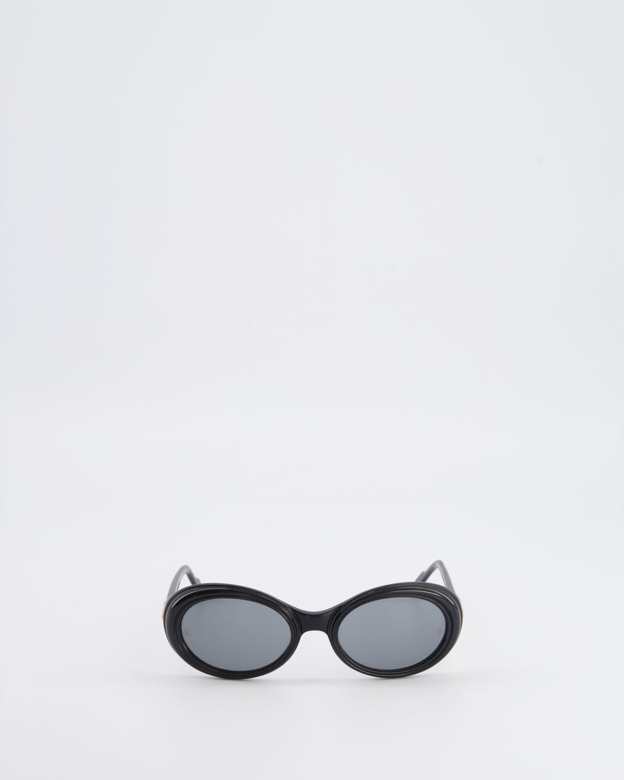Cartier Black Acetate Vintage Oval Frisson Sunglasses with Gold Details