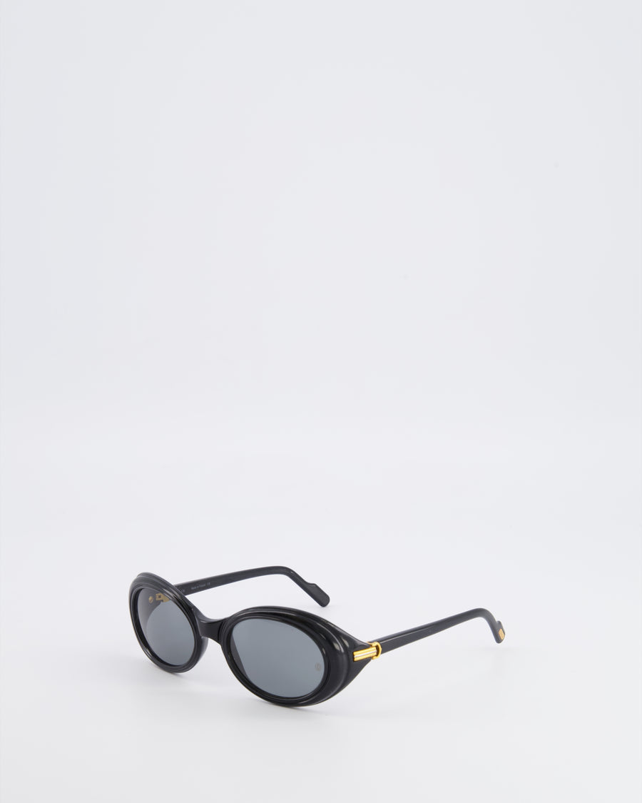 Cartier Black Acetate Vintage Oval Frisson Sunglasses with Gold Details