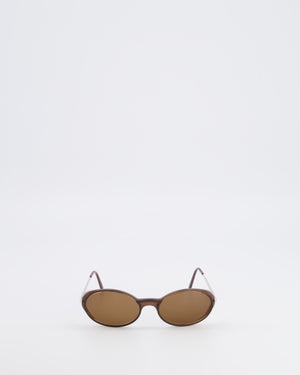 Cartier Brown Oval Aspen Sunglasses with Silver Arms and Engraved Logo Detail