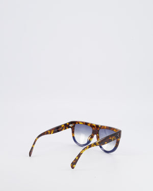 Celine Tortoiseshell and Navy Oversized Shadow Sunglasses with Navy Gradient Lenses