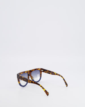Celine Tortoiseshell and Navy Oversized Shadow Sunglasses with Navy Gradient Lenses
