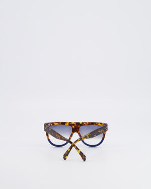 Celine Tortoiseshell and Navy Oversized Shadow Sunglasses with Navy Gradient Lenses