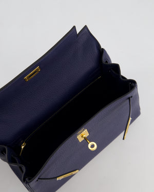 Hermès Kelly 25 Retourne Bag in Bleu Navy Togo Leather Bleu with Gold Hardware