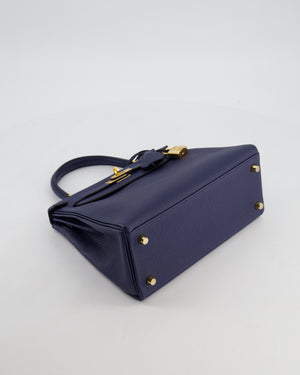 Hermès Kelly 25 Retourne Bag in Bleu Navy Togo Leather Bleu with Gold Hardware