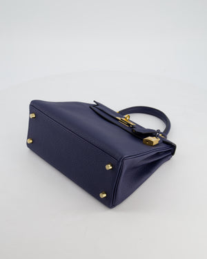 Hermès Kelly 25 Retourne Bag in Bleu Navy Togo Leather Bleu with Gold Hardware