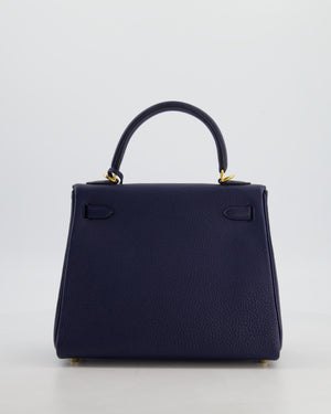 Hermès Kelly 25 Retourne Bag in Bleu Navy Togo Leather Bleu with Gold Hardware