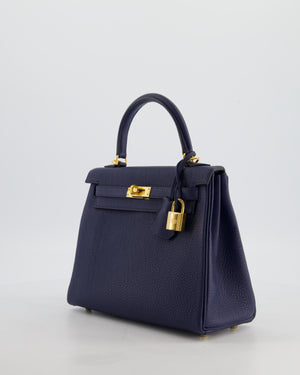 Hermès Kelly 25 Retourne Bag in Bleu Navy Togo Leather Bleu with Gold Hardware