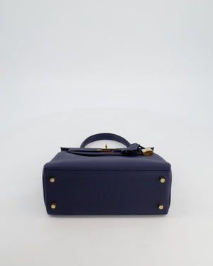 Hermès Kelly 25 Retourne Bag in Bleu Navy Togo Leather Bleu with Gold Hardware