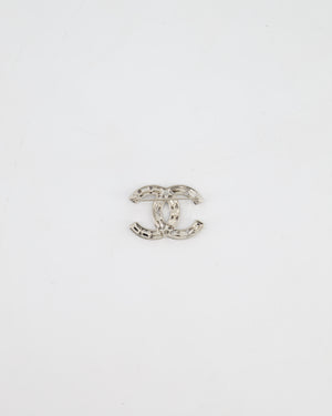 Chanel Silver, Black and Crystal CC Logo with Star Detail Brooch